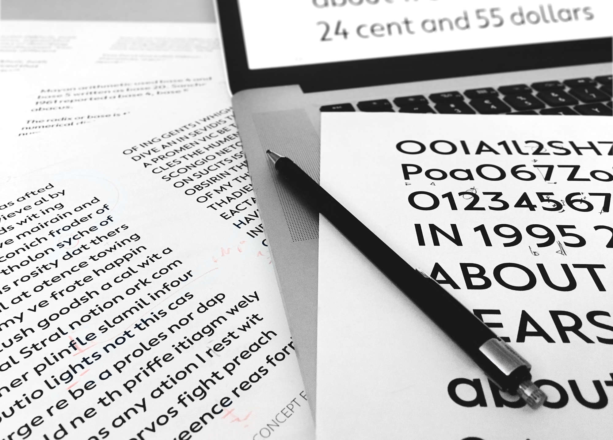 Proofing a typeface design goes back and forth between screen and prints all the time