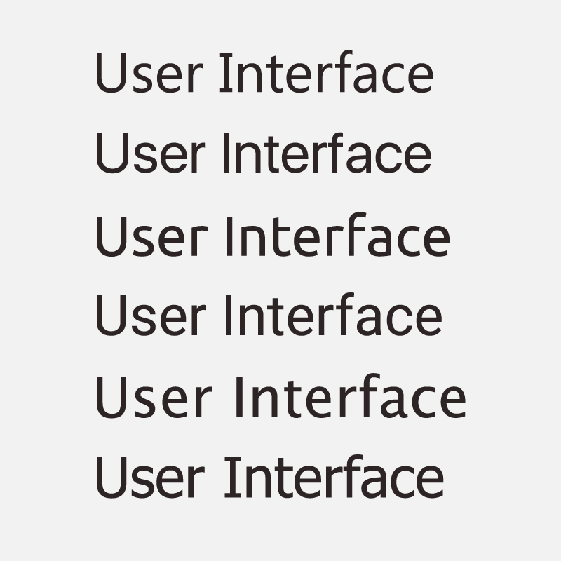 User Interface typeface examples