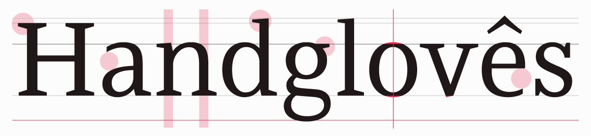 Typographic details of the Jozef typeface