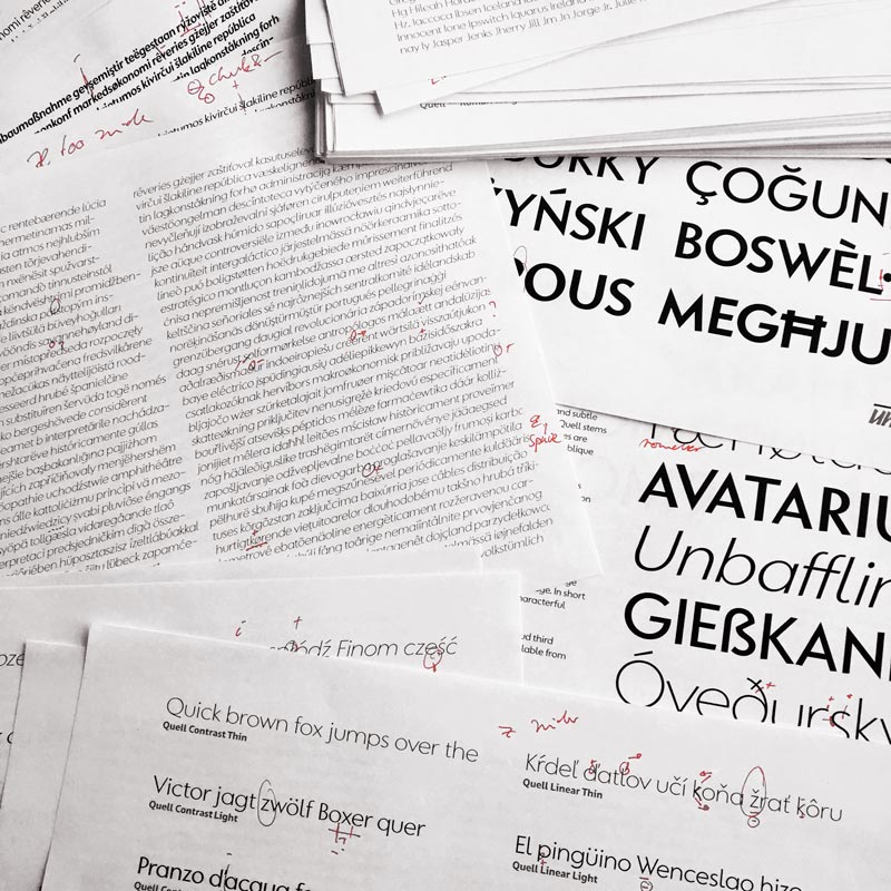 Reviewing various aspects of a typeface in progress